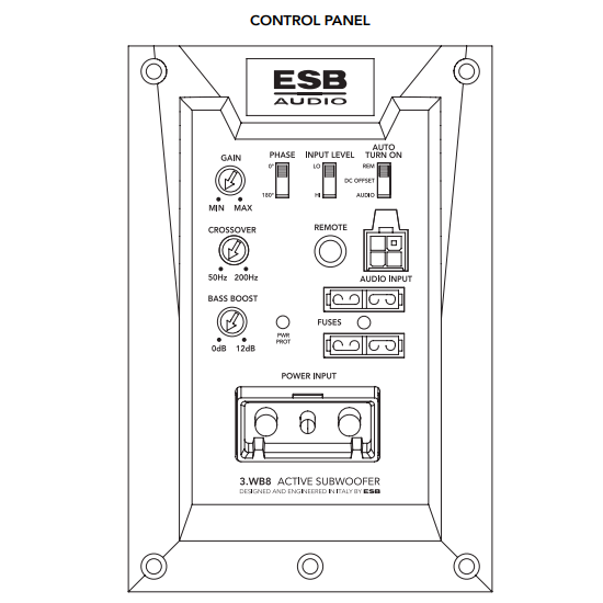 ESB AUDIO 3.WB8 — 8” / 200 mm Aktywny Subwoofer Bass Reflex